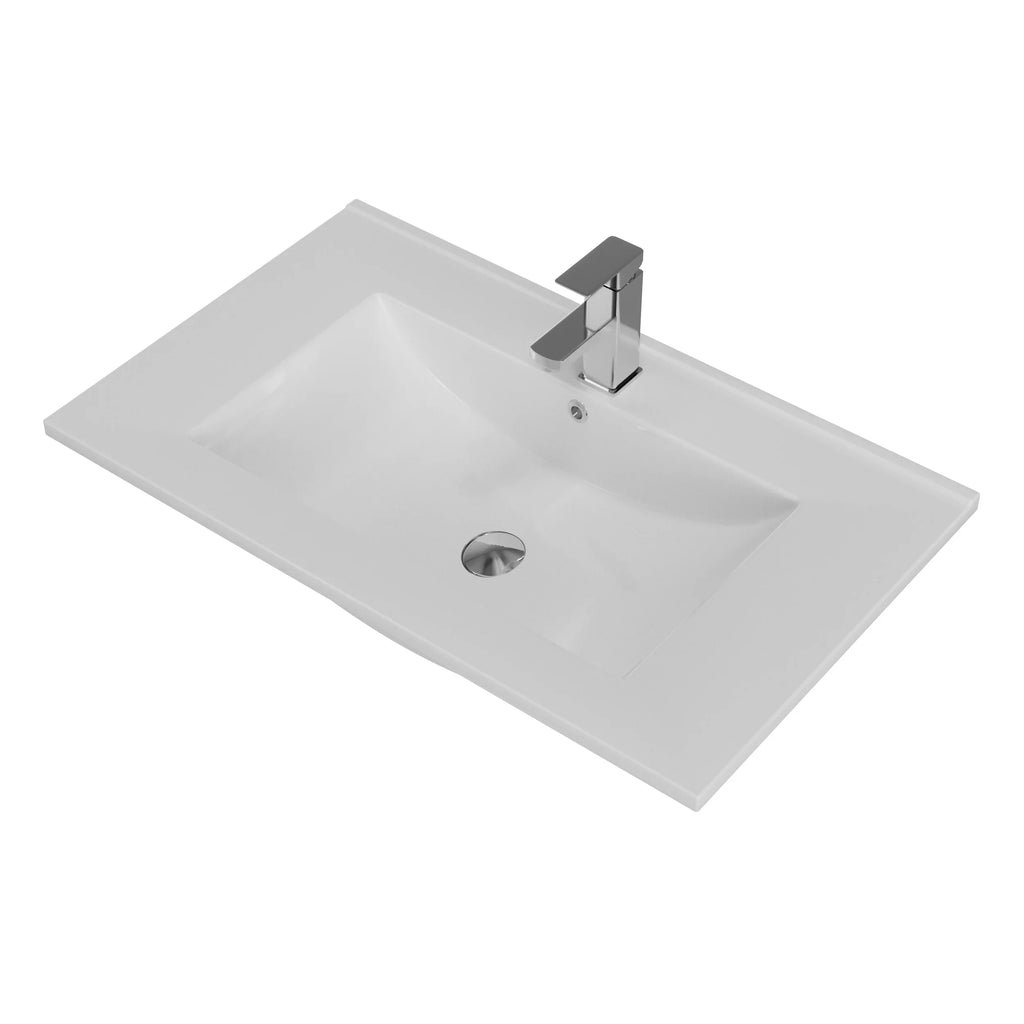 NOVALLA 36" Drop in Bathroom Sink, Ceramic Bathroom Vanity Top Sink Basin Countertop with Chrome Faucet with Pop Up Drain