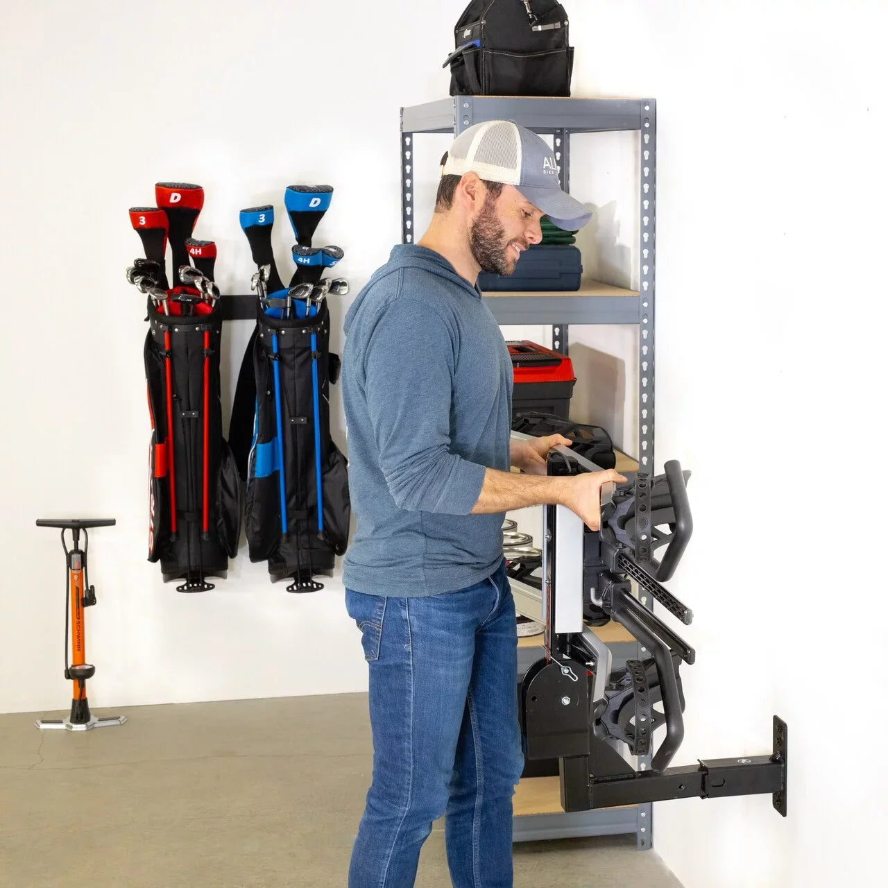 StoreYourBoard Hitch Wall Mount, 2" Trailer Hitch Receiver Storage, Bike Hanging Garage Organizer, Heavy Duty Steel, Holds Max 175 lbs