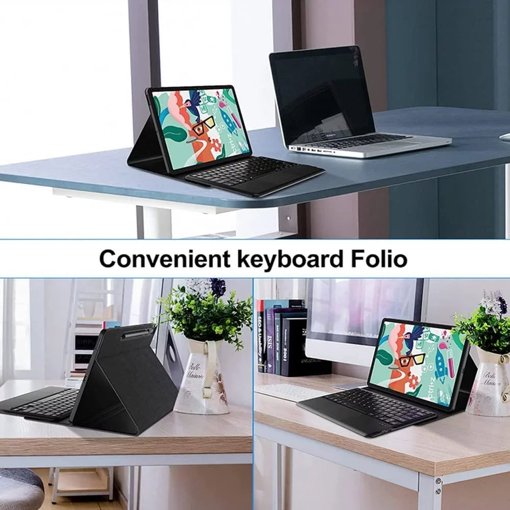 TouchPad Keyboard Case for Lenovo Tab P11 Pro Gen 2 / Lenovo Pad Pro 2022 Case 11.2 inch, Leather Stand Wrap with Magnetically Detachable Keyboard forTab P11 Pro 2nd Generation (TB132FU), Black