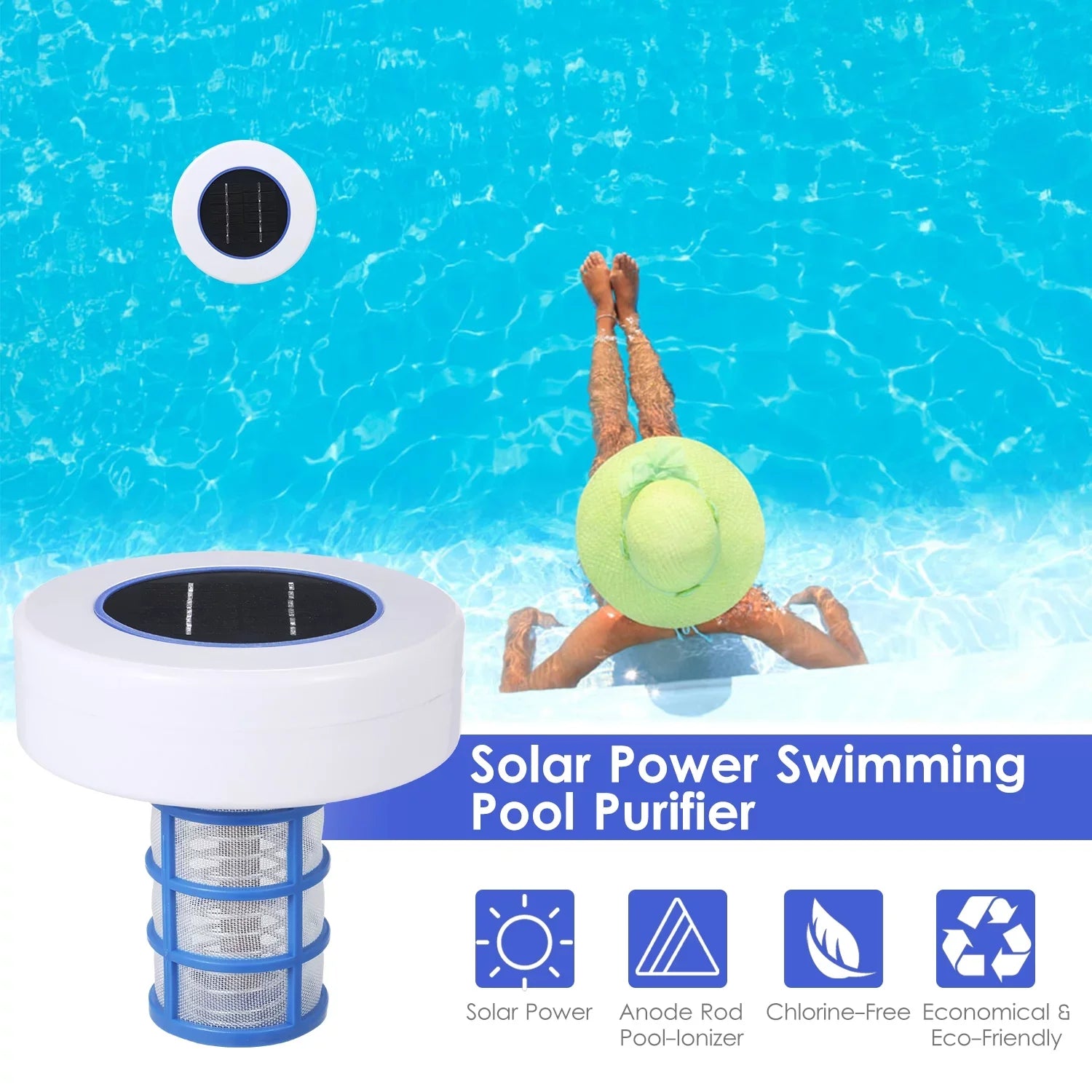 Mixfeer Solar Swimming Pool Solar Pool-Ionizer Swimming Pool Water Algae Inhibition Chlorine-Free Water Processor