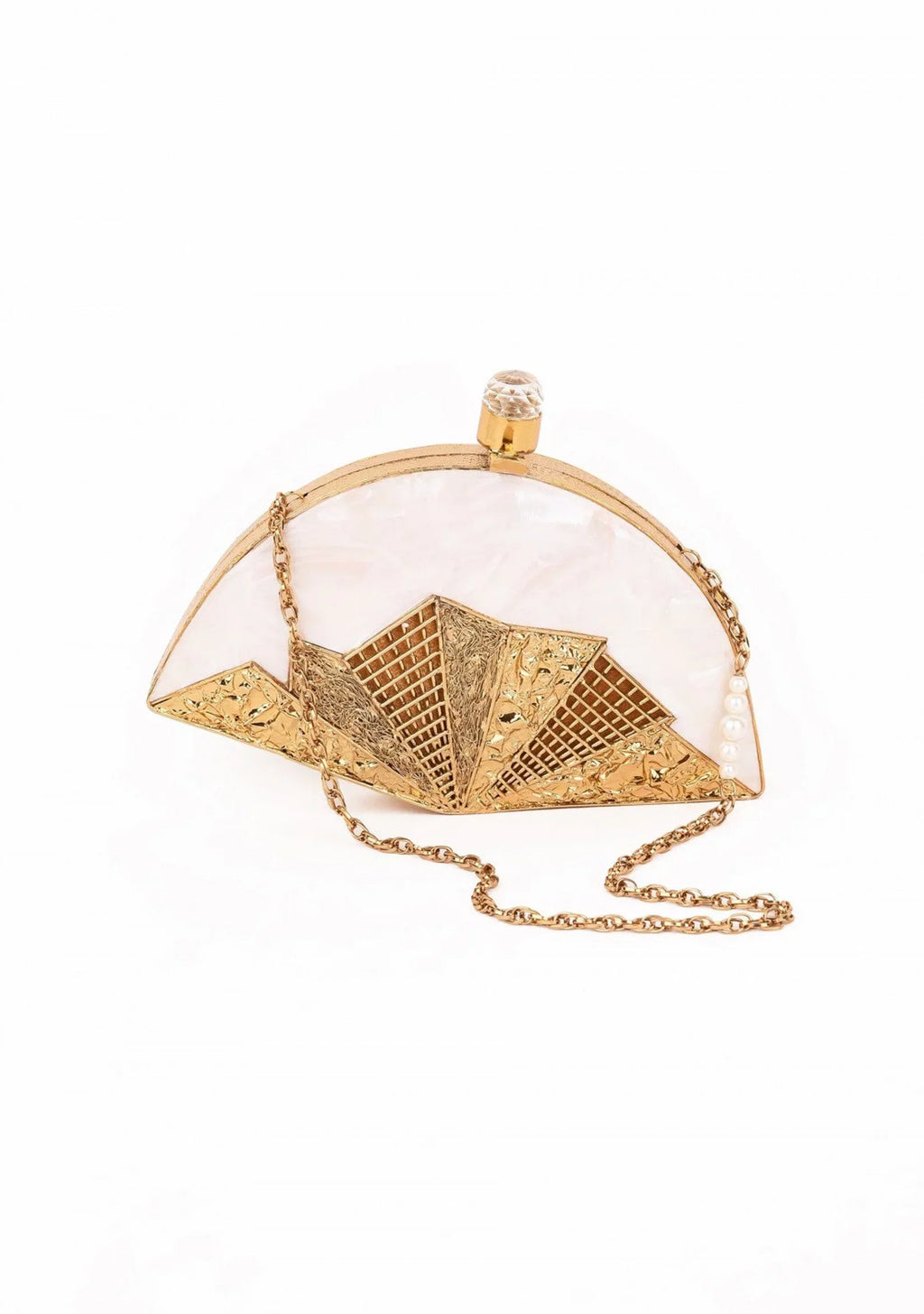 Different Craft India Handcrafted original/natural Seashell inlaid Clutch bag Gold Wedding Designer Handbag for Women
