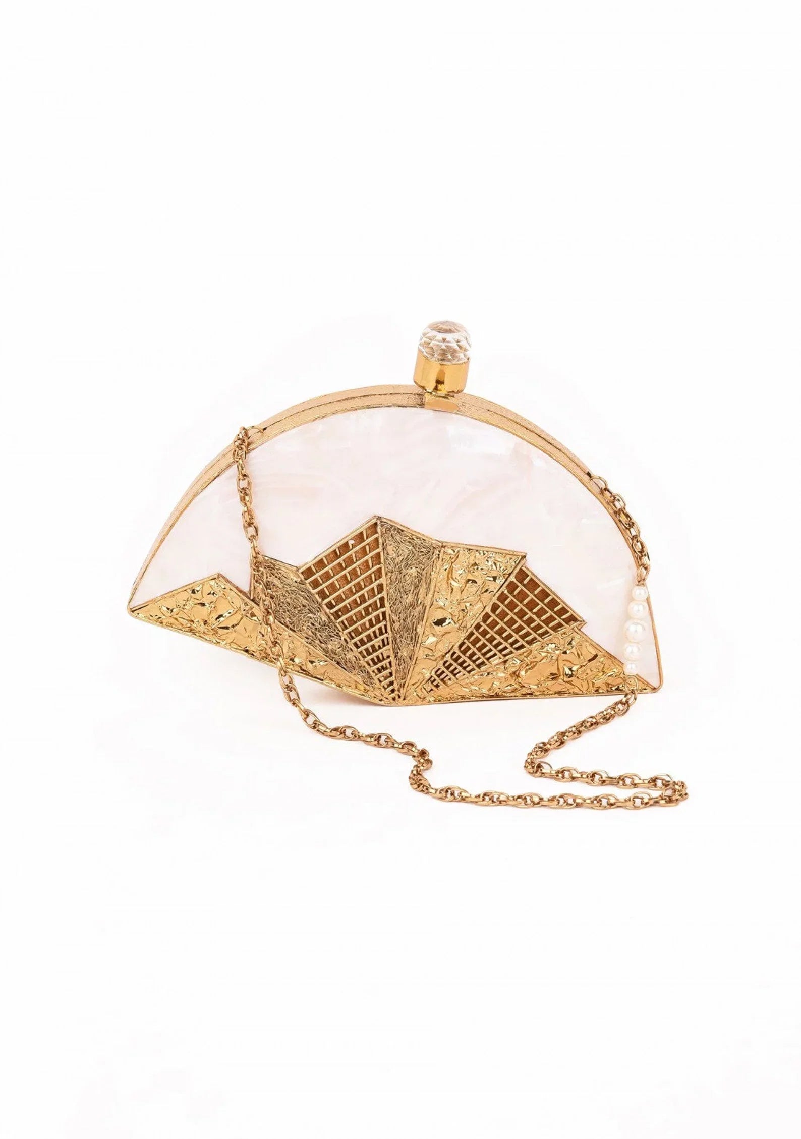 Different Craft India Handcrafted original/natural Seashell inlaid Clutch bag Gold Wedding Designer Handbag for Women