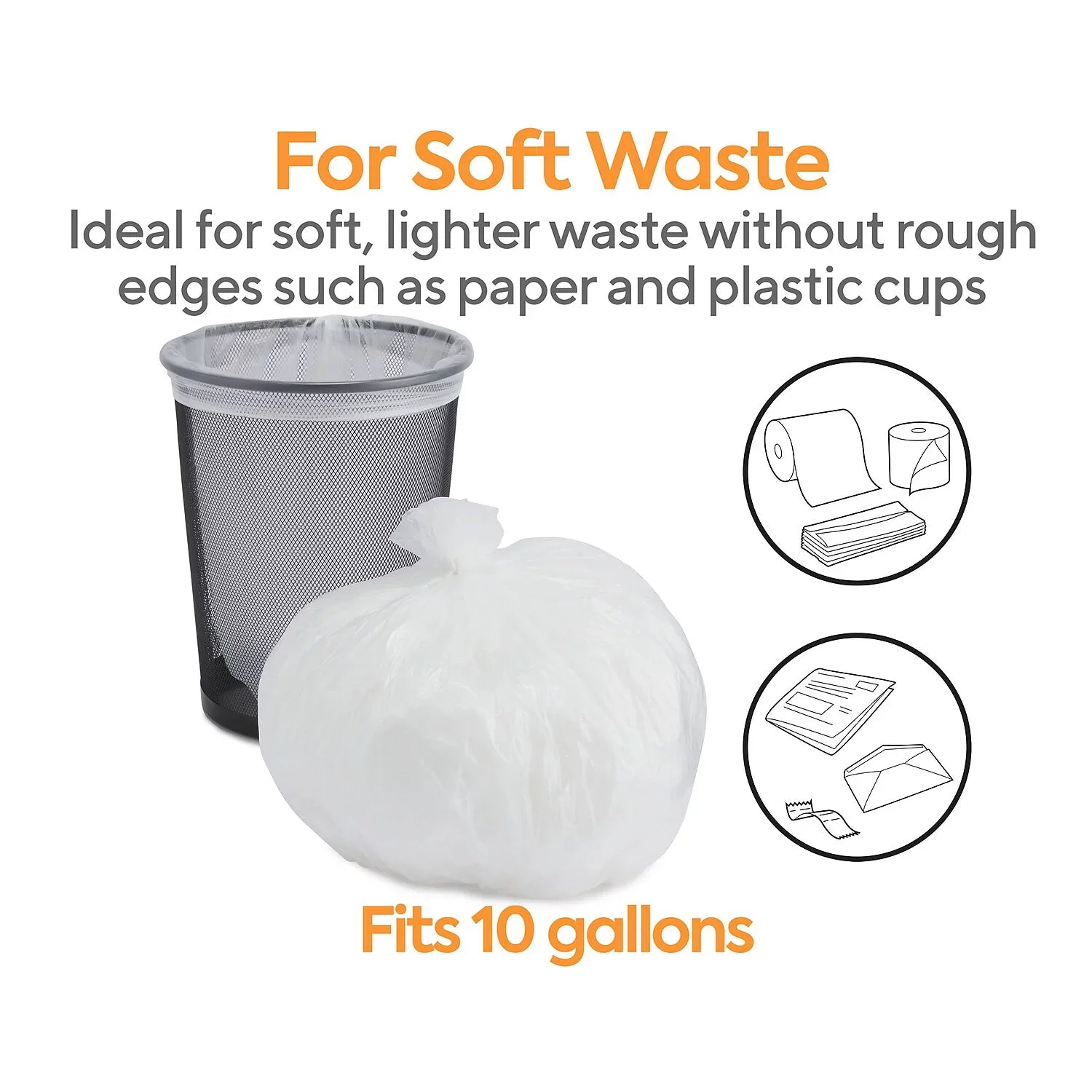 MyOfficeInnovations Trash Bags 8-10 gal 24x24 High Density 8 Mic Natural 1000 CT 275497