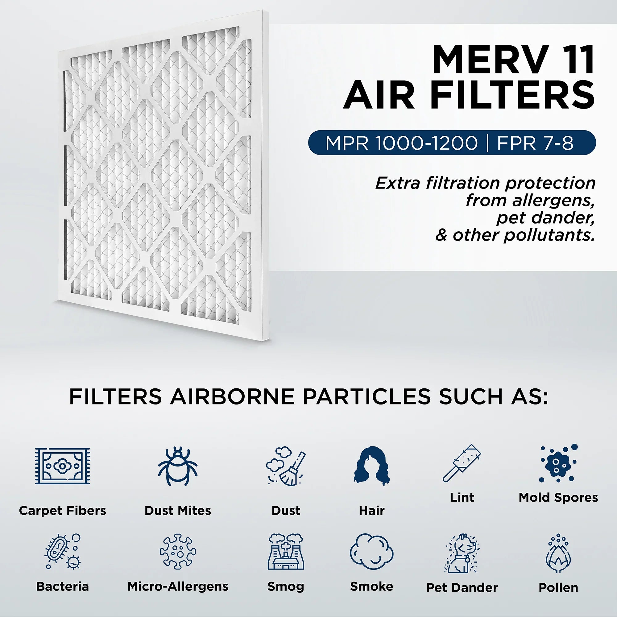 14x20x1 MERV 11, MPR 1000 Pleated AC Furnace 1" Air Filters by Pamlico. Case of 12. Actual Size: 13-1/2 x 19-1/2 x 3/4