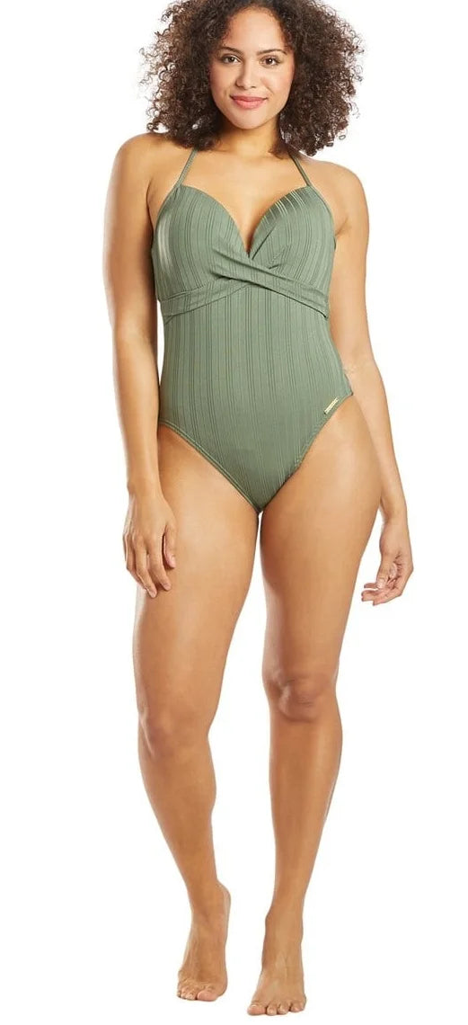 Vince Camuto IGUA Ripple Effect Wrap-Front One-Piece Swimsuit, US 8