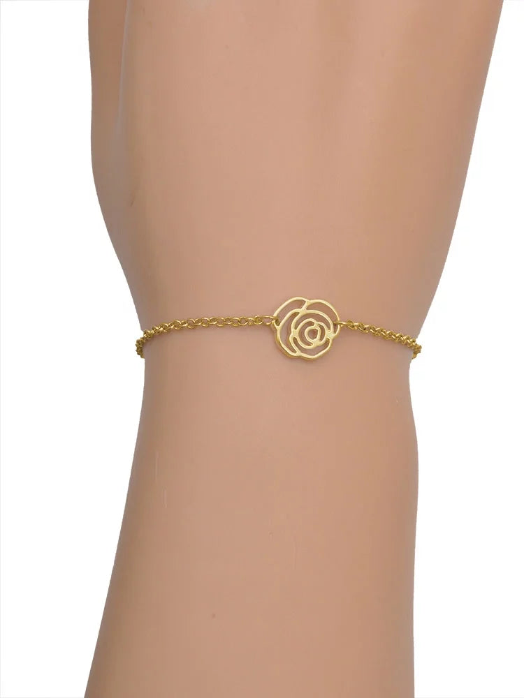 Delight Jewelry Resin Hot Pink Love Snail Gold-tone Rose Link Chain Bracelet, 6.25"+1.75" Extender
