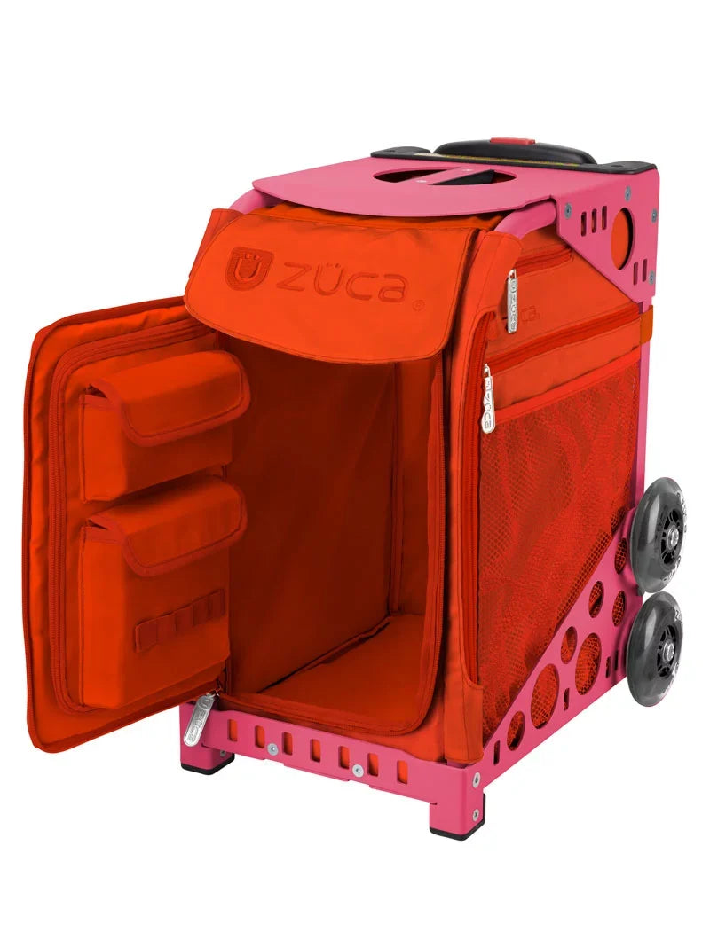 Zuca 18" Sport Bag - Persimmon with Black/Pink Seat Protection (Pink Frame)