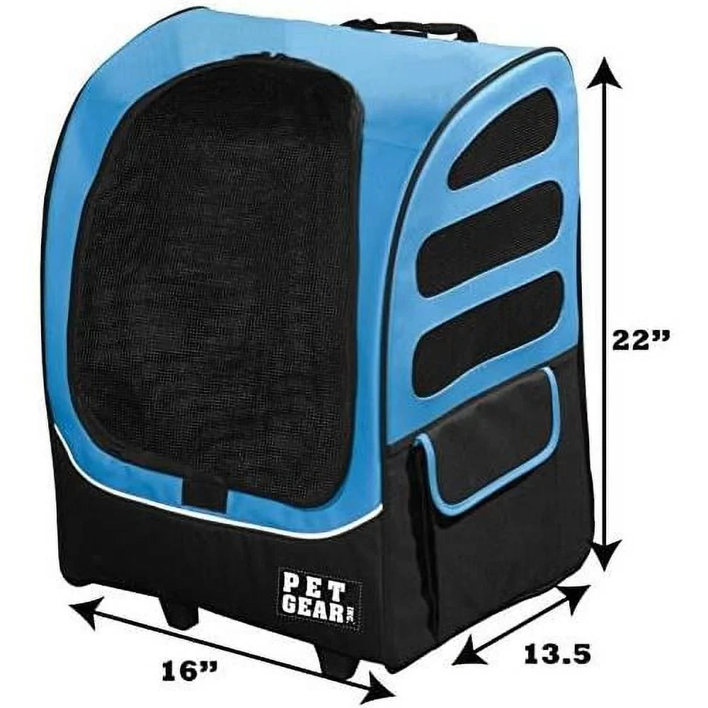 Travel Carrier, Car Seat For Cats/Dogs, Mesh Ventilation, Included Tether, Telescoping Handle, Storage Pouch, Ocean Blue, Extra Large Plus Traveler (PG1280OB)