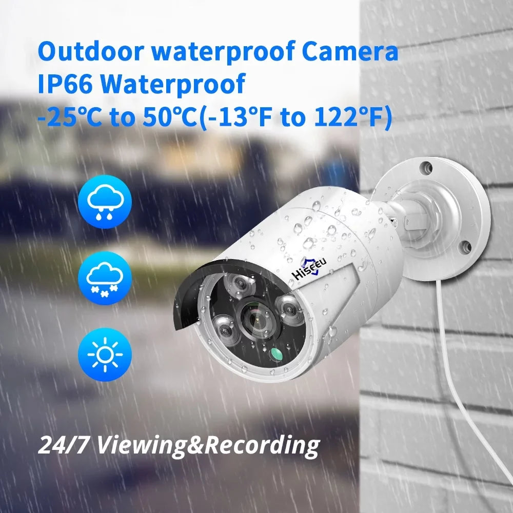 Walmeck 5MP Super High Definition POE Camera with Audio Night Vision Motion Detection Remote Access IP66 Waterproof
