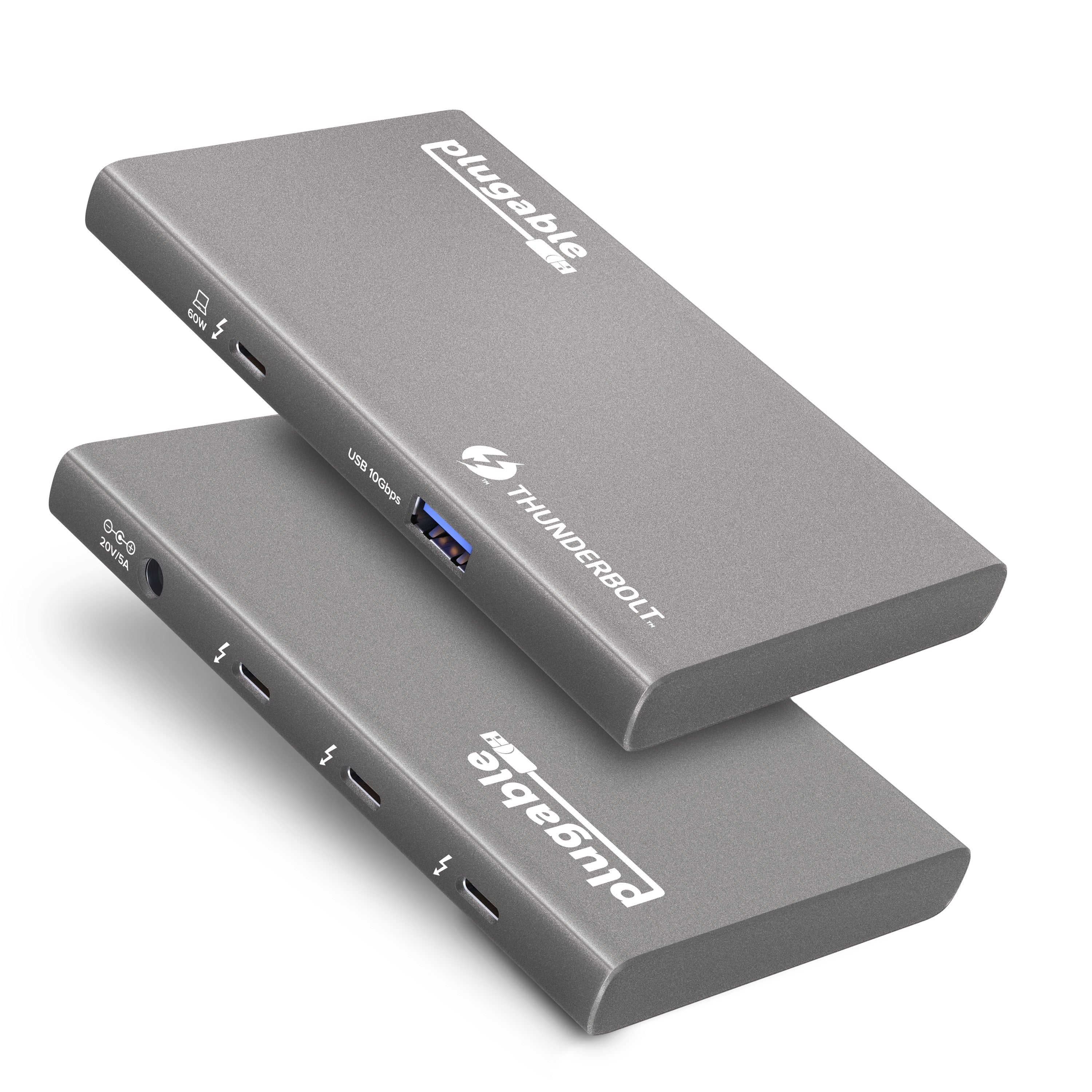 Plugable 5-in-1 Thunderbolt 4 Hub with 60W Charging, Single 8K or Dual 4K Display, Matching with Thunderbolt USB4 Macs and Thunderbolt 4 / USB4 Windows (1x USB-C to HDMI Adapter)
