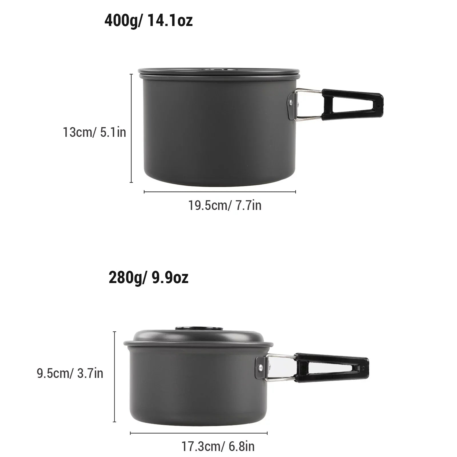 Htovila Kitchenware Set, Non-Stick Camping Cookware Mess Kit with Kettle for Hiking and Backpacking