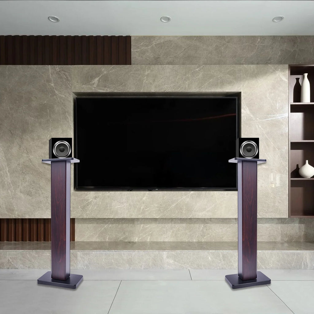 1 Pair Black Walnut Wood Speaker Stands for Surround Sound & Book Shelf Speakers 36"