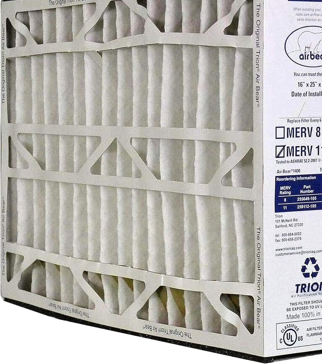 16 x 25 x 5 Inch MERV 11 High Performance Air Purifier Filter Replacement for Air Bear Cleaner Purification Systems, White (3 Pack)