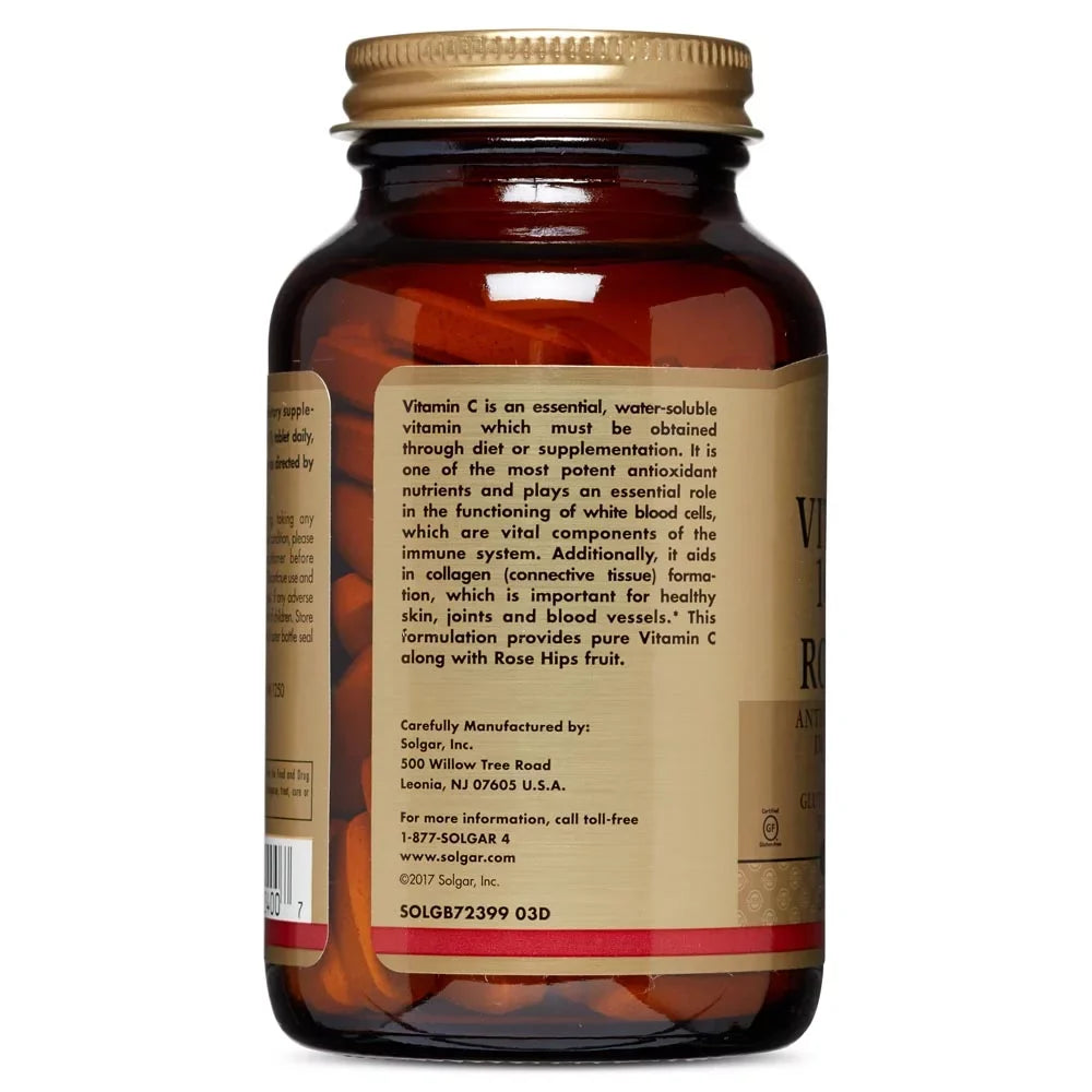 Solgar Vitamin C 1000 mg with Rose Hips Tablets, 100 Ct