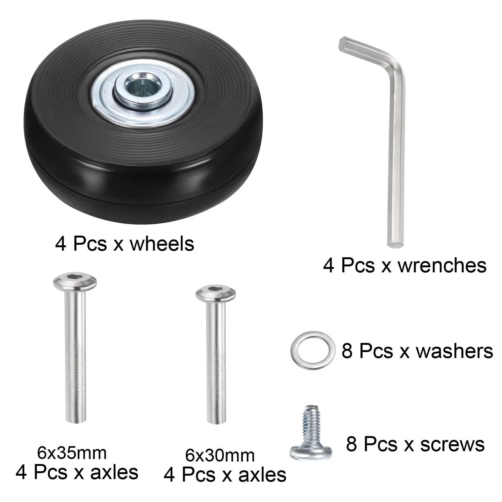 Uxcell Luggage Wheels Replacement 51 x 17 mm/2" x 0.7" for Suitcase, Black, 2 Set