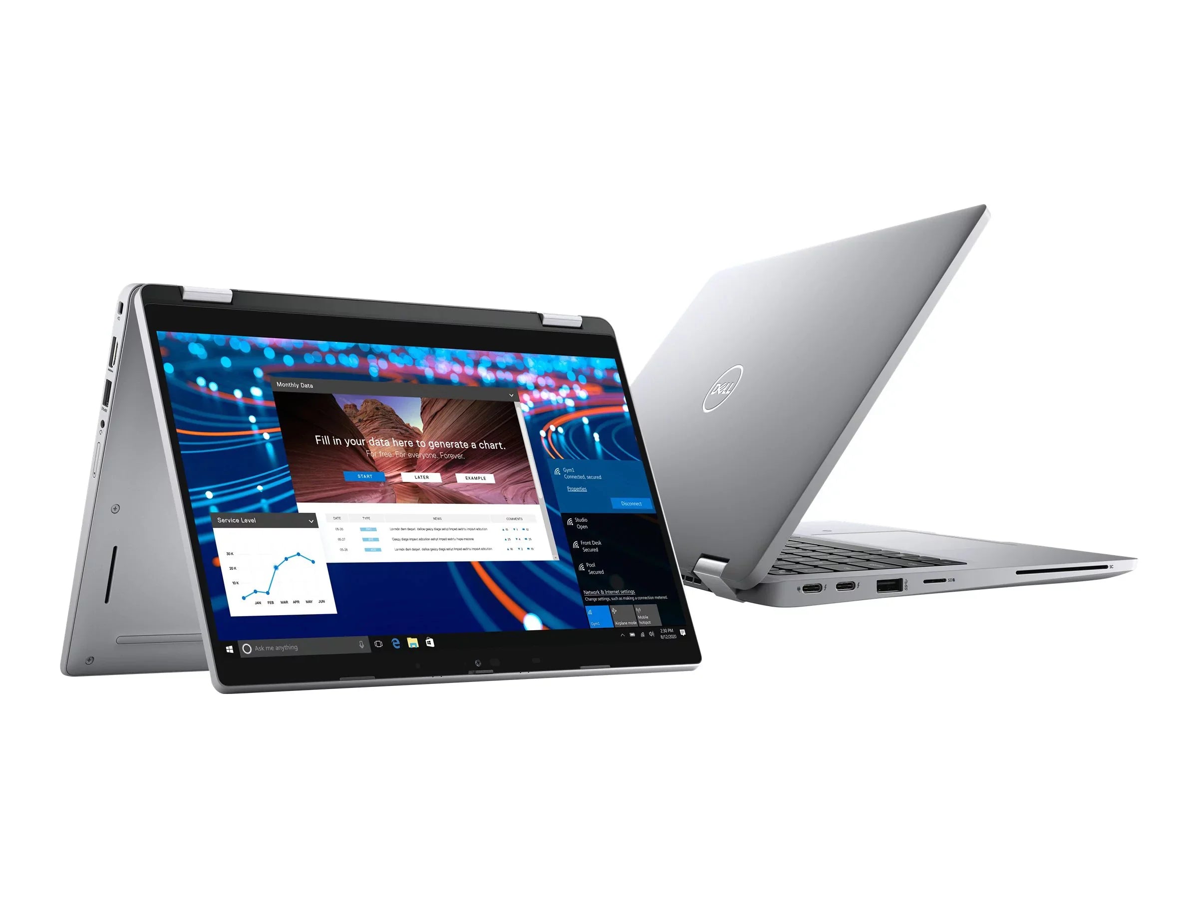 Dell Latitude 5320 2-in-1 - Flip design - Intel Core i5 1145G7 / 2.6 GHz - vPro - Win 10 Pro 64-bit - Intel Iris Xe Graphics - 8 GB RAM - 256 GB SSD NVMe, Class 35 - 13.3" touchscreen 1920 x 1080 (Full HD) - Wi-Fi 6 - with 1 Year Hardware Service wit