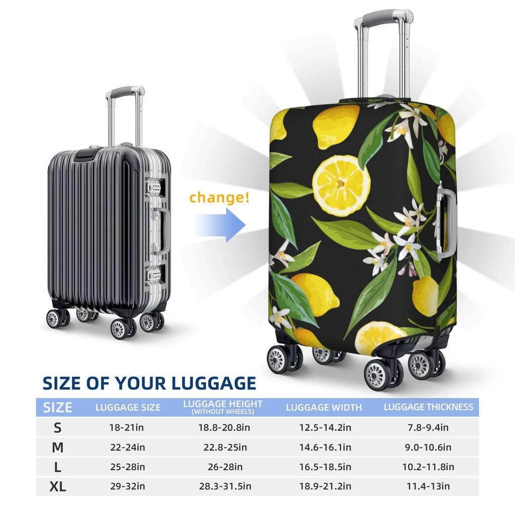 Adobk Lemon Fruits Flowers Leaves Luggage Protector Suitcase Protection Stretch Suitcase Protection Washable Luggage Protection For Suitcase For Women And Men, Travel Accessories-Small