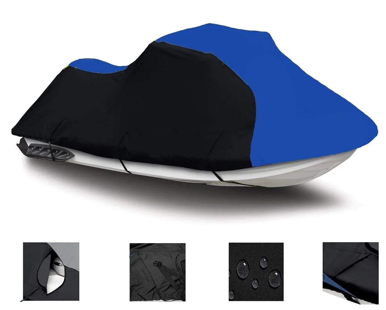 BLACK / BLUE HEAVY-DUTY, PWC 600D JET SKI Coating Suitable for Sea Doo Sea-Doo Bombardier XP 1997 1-2 Seater