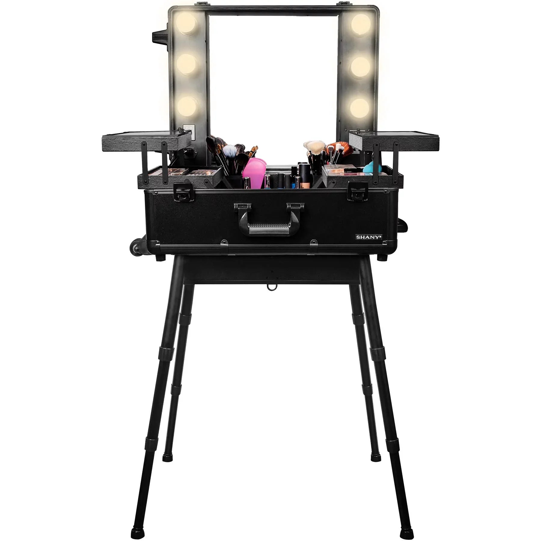 SHANY Studio ToGo Wheeled Trolley Makeup Case & Organizer with Light - BLACK