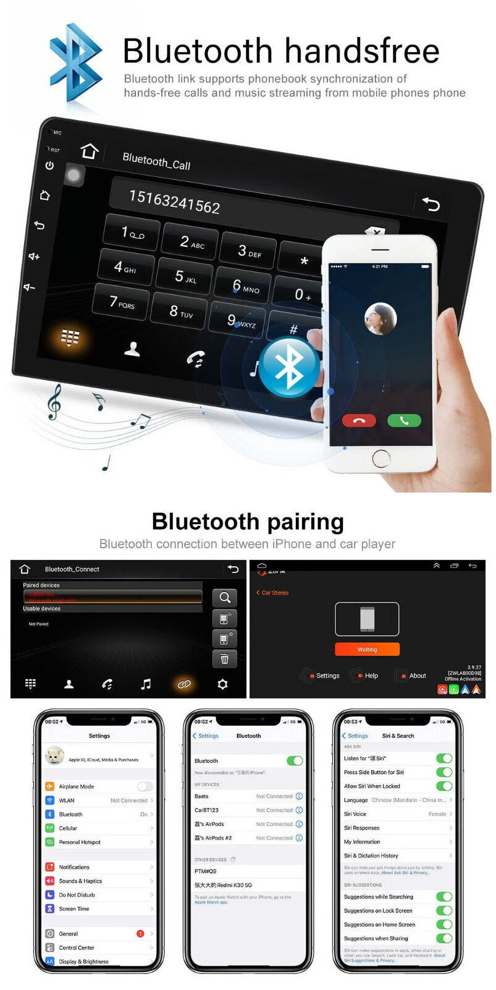 Car Stereo Radio for Honda Accord 8 2008-2013 10.1" 1280*720 Screen Android 12 Video Player Support Wireless Carplay Android Auto WIFI GPS Navigation SWC Backup Camera 2+32G, Black