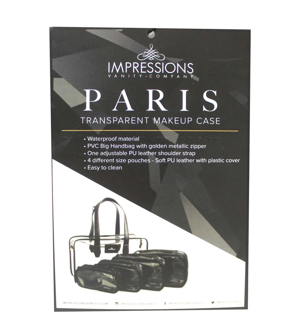 Impressions Vanity Paris Transparent Makeup Case with Adjustable Shoulder Strap (Transparent)