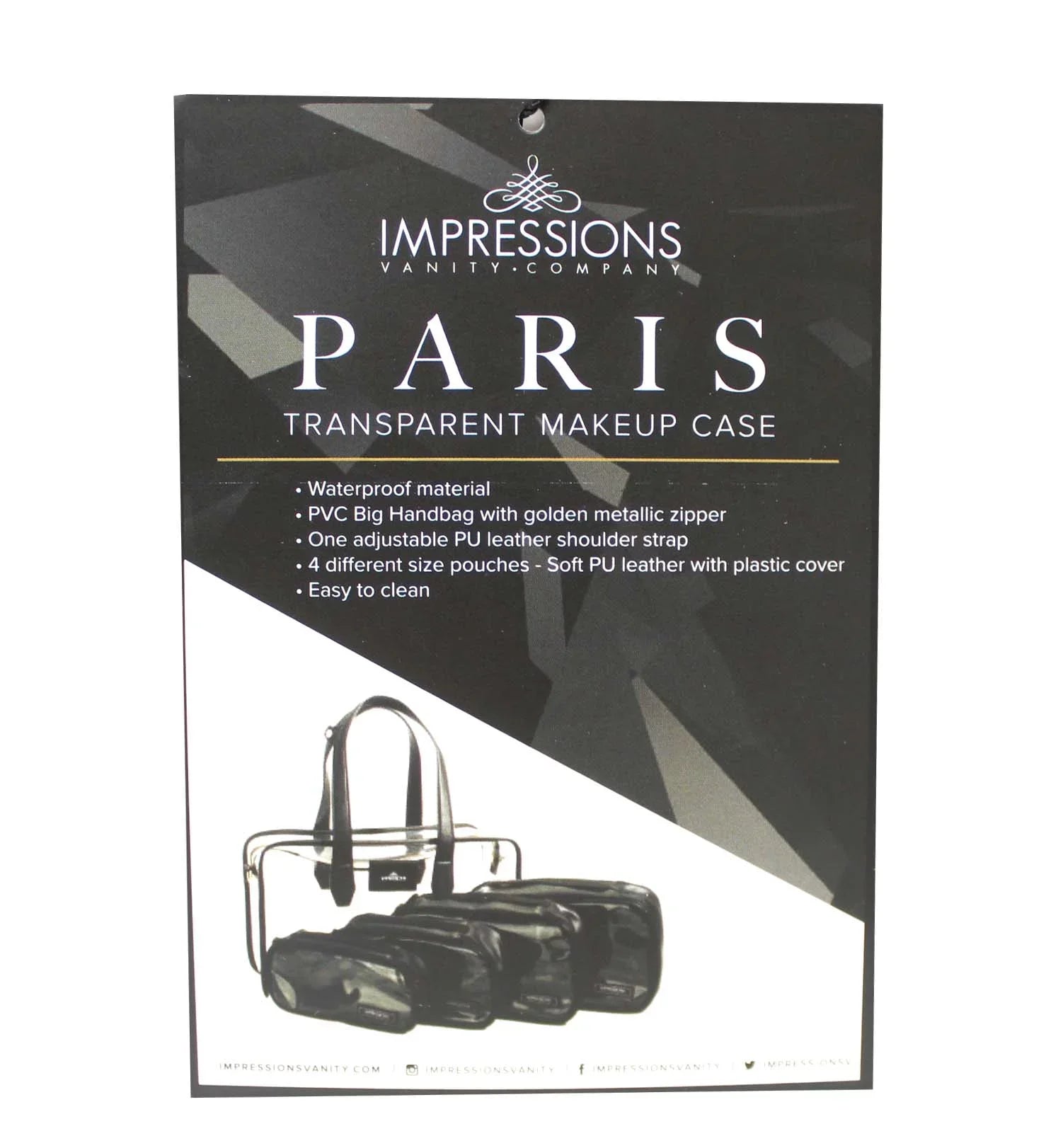 Impressions Vanity Paris Transparent Makeup Case with Adjustable Shoulder Strap (Transparent)