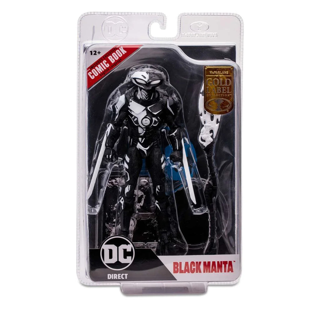 McFarlane DC Direct Gold Label Collection Black Manta Action Figure with Comic Book (Line Art)