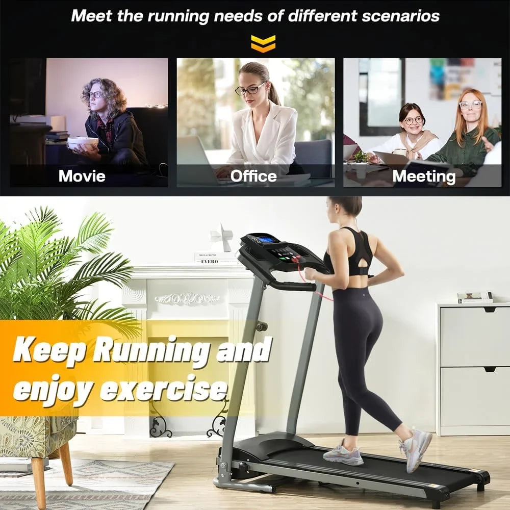 Yone jx je Home Foldable Treadmill, Treadmill for Home/Gym/Small Apartment, with 15 Preset or Adjustable Programs, with LED Monitor and Cup Holder and Safety Lock, 250 LB Capacity