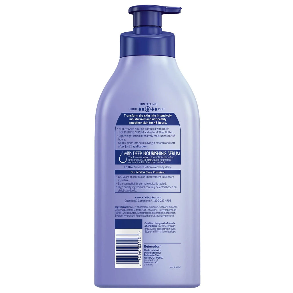 Nivea Shea Nourish Body Lotion With Deep Nourishing Serum And Shea Butter, 20 Fl Oz