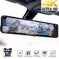 4K 12" Car Dual Dash Cam, Dual Camera Front and Rear Backup Camera Waterproof Super Night Vision, Parking Monitoring, Reversing Assistance