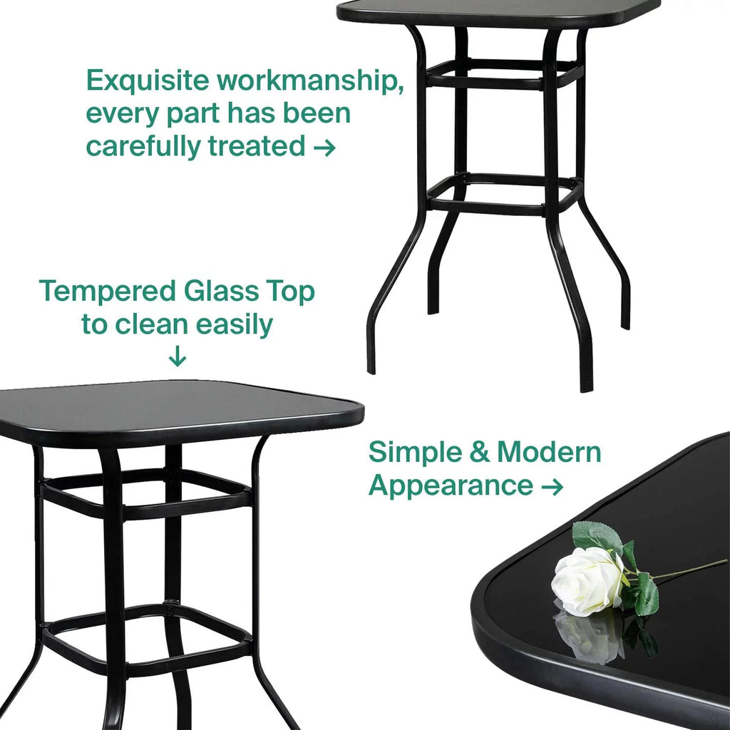 Elpis Beautiful Design With Sturdy Glass Bar Table For Backyard Use