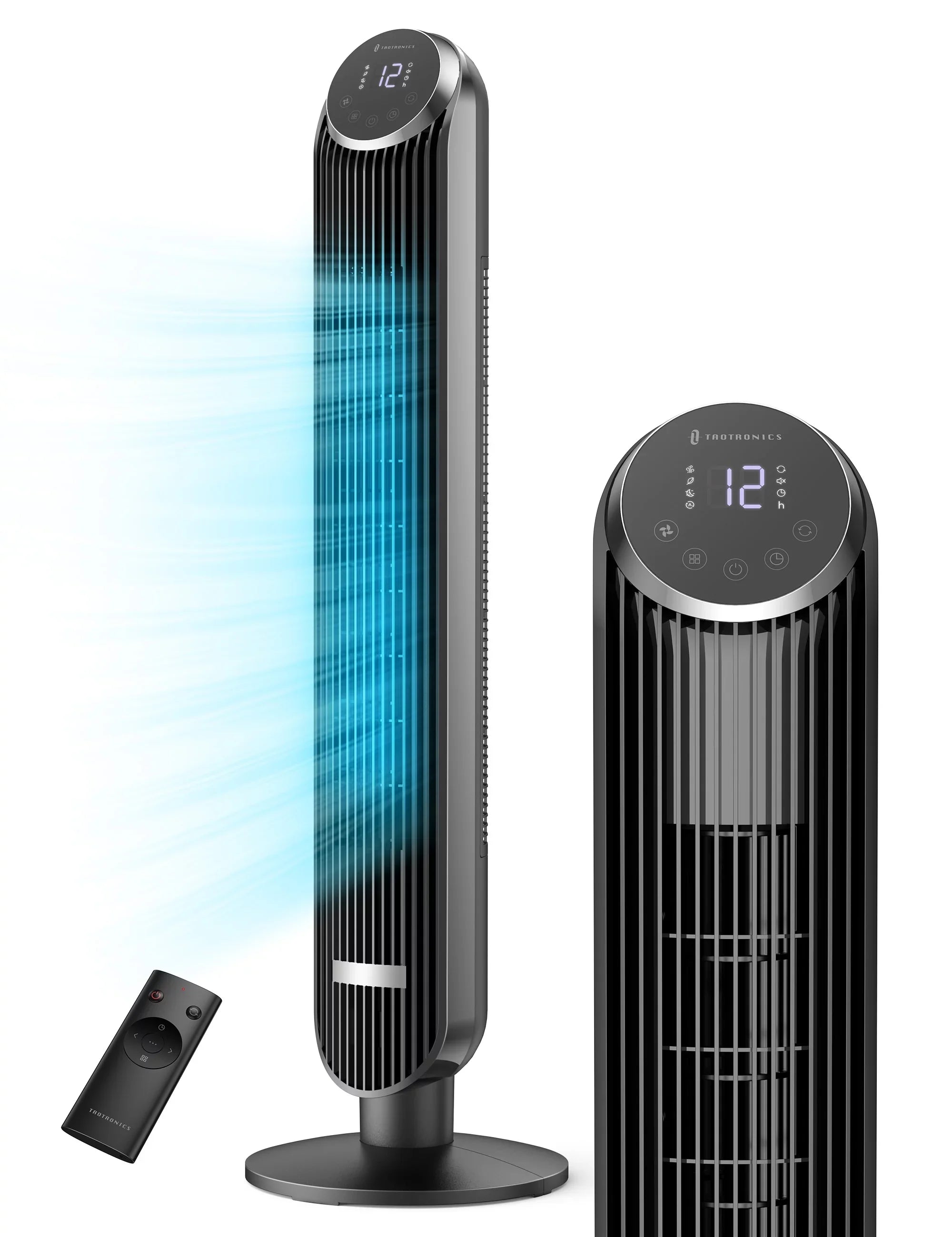 Tower Fan, TaoTronics 42" Bladeless Fan with Remote, 120° Oscillating Fan, 12 Speeds, 4 Modes, Dustproof Mesh Filter, 12H Timer, Standing Fan for Home, Office