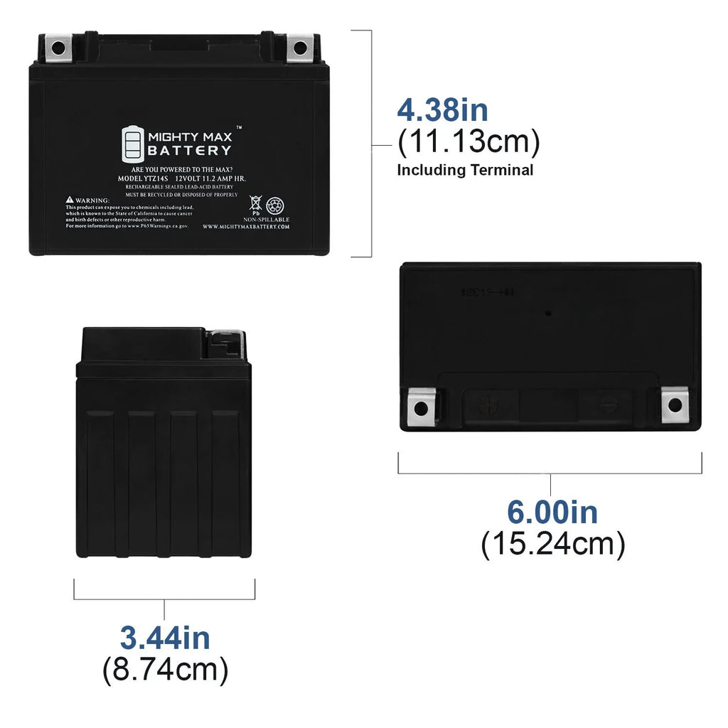 YTZ14S 12V 11.2AH Replacement Battery Suitable with Protek ETZ14S - 8 Pack