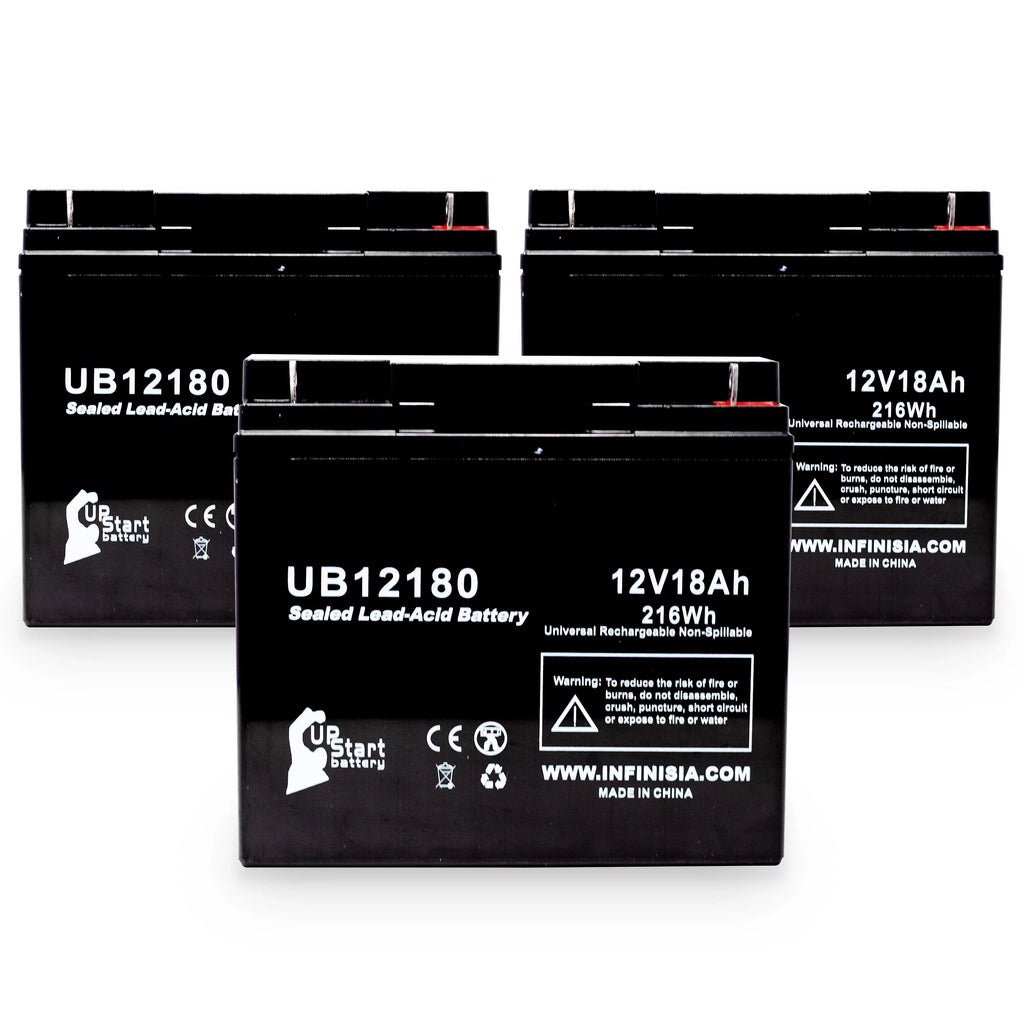 3x Pack - Matching EAGLE PICHER BATTERIES CFM12V18 Battery - Replacement UB12180 Universal Sealed Lead Acid Battery (12V, 18Ah, 18000mAh, T4 Terminal, AGM, SLA)