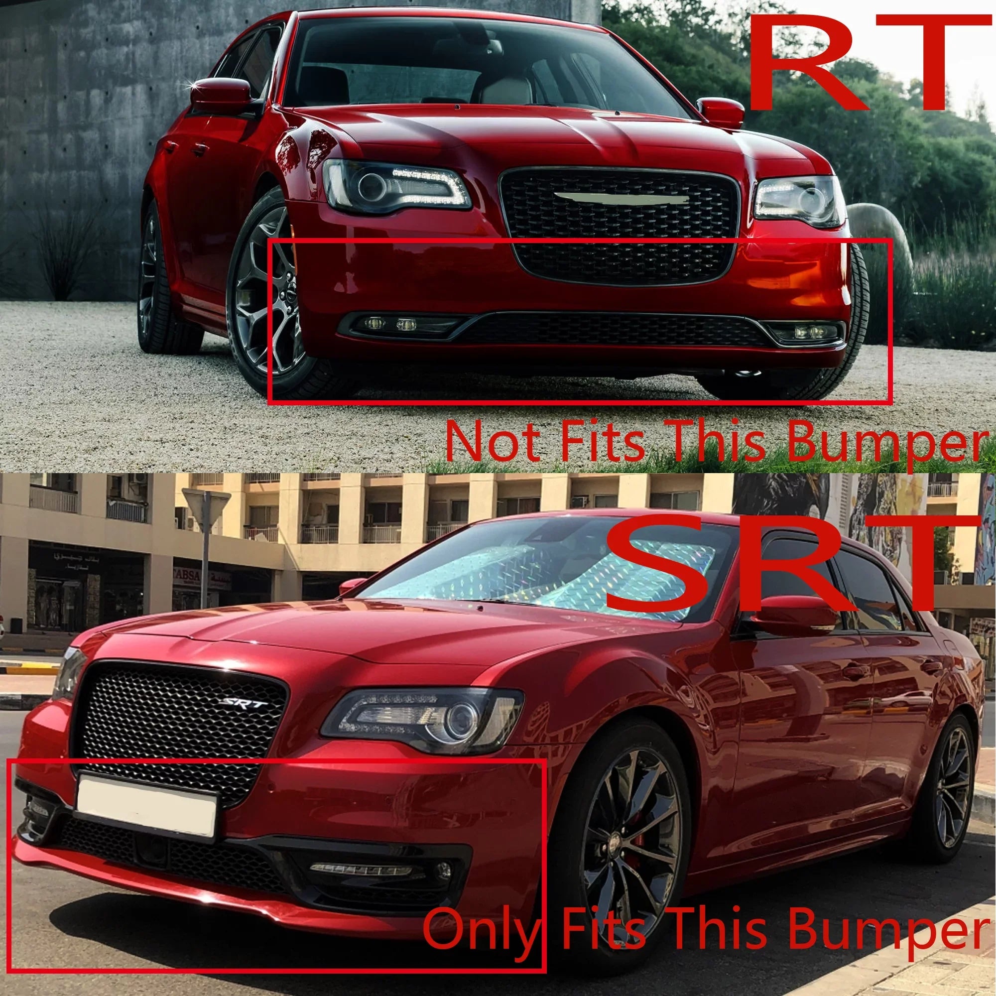 NINTE Front Bumper Lower Lip for 2015-2022 Chrysler 300 SRT Sedan Matte Black