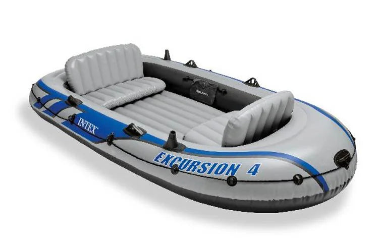 Intex Excursion 4 Person Inflatable Rafting and Fishing Watercraft Set with 2 Oars (Refurbished)