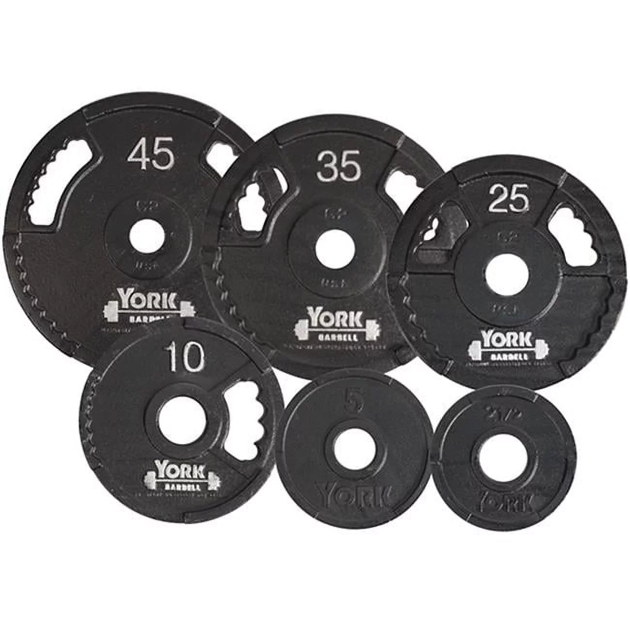 York Barbell G2 Olympic Dual Grip Thin Line Cast Iron Plate, Black - 2.5 lbs