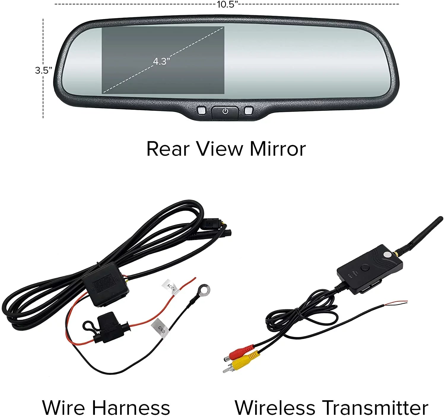 Master Tailgaters OEM Rear View Mirror with 4.3” LCD Screen, Wireless Transmitter & Waterproof 170° LED Backup Camera Kit - Universal Fit for All Cars