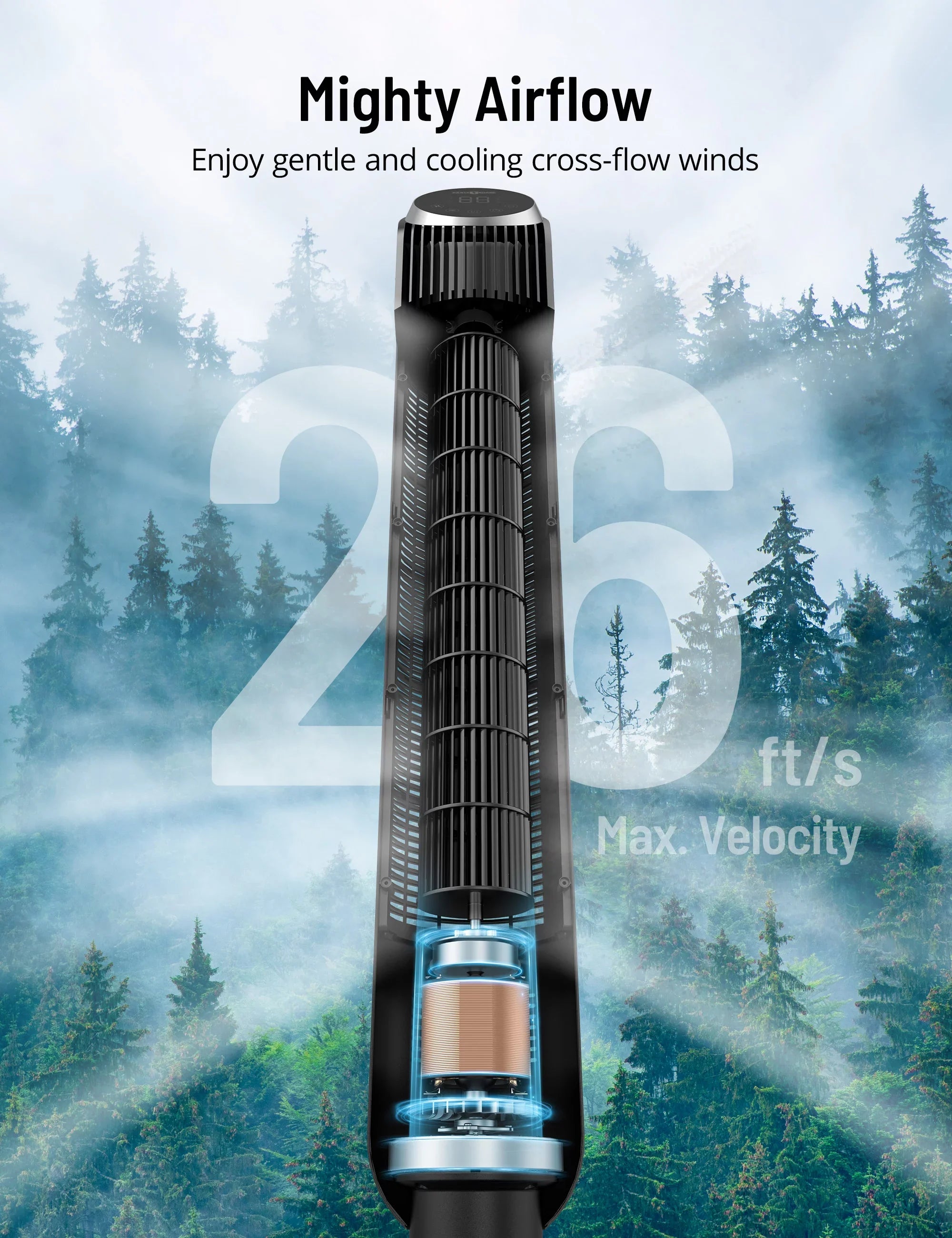 Tower Fan, TaoTronics 42" Bladeless Fan with Remote, 120° Oscillating Fan, 12 Speeds, 4 Modes, Dustproof Mesh Filter, 12H Timer, Standing Fan for Home, Office