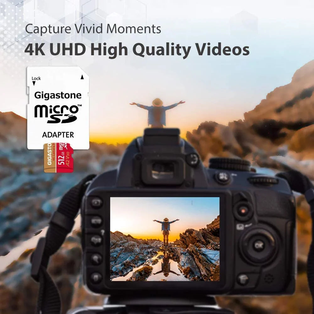Gigastone 512GB Micro SD Card, 4K Video Recording, 4K Camera Pro, Fitting with Nintendo Switch, Dash Cam, GoPro Cameras, R/W up to 100/60 MB/s, Micro SDXC UHS-I A1 V30 Class 10