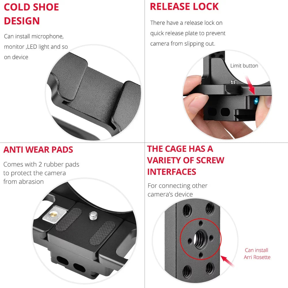 Andoer C15-B Camera Cage + Handle Kit Aluminum Alloy with Cold Shoe Mount Fitting with Nikon Z6/Z7 DSLR Camera