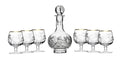 7-Piece Russian Crystal Vintage Vodka Set, 16-Oz Decanter Carafe w/ 6 Shot Sherry Liquor Shooter Glasses, Old-fashioned Glassware (5290-150G)