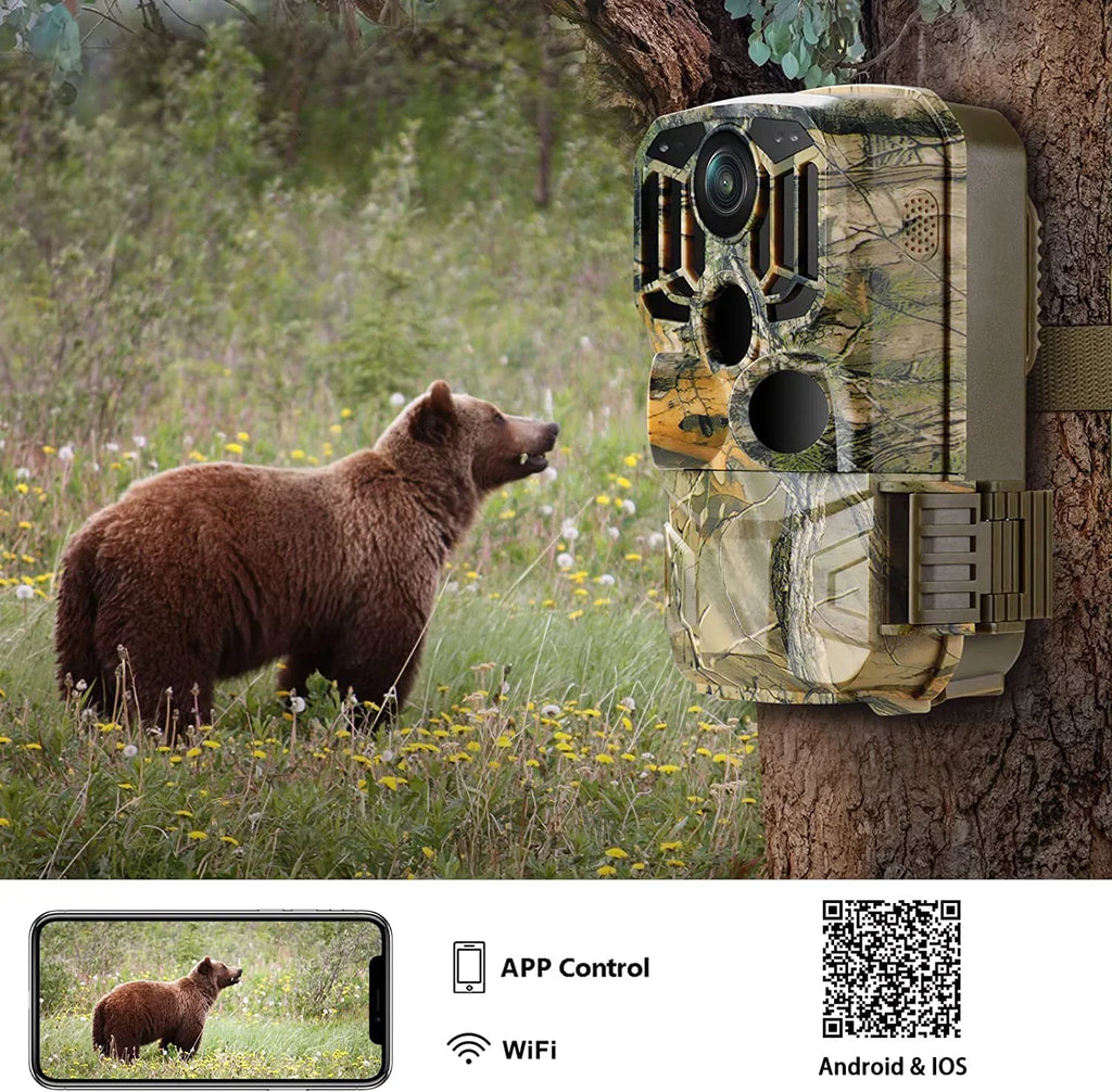 CAMPARK H80 WiFi Bluetooth Trail Camera 20MP 1296P Game Hunting Camera with Nigth Vision Waterproof