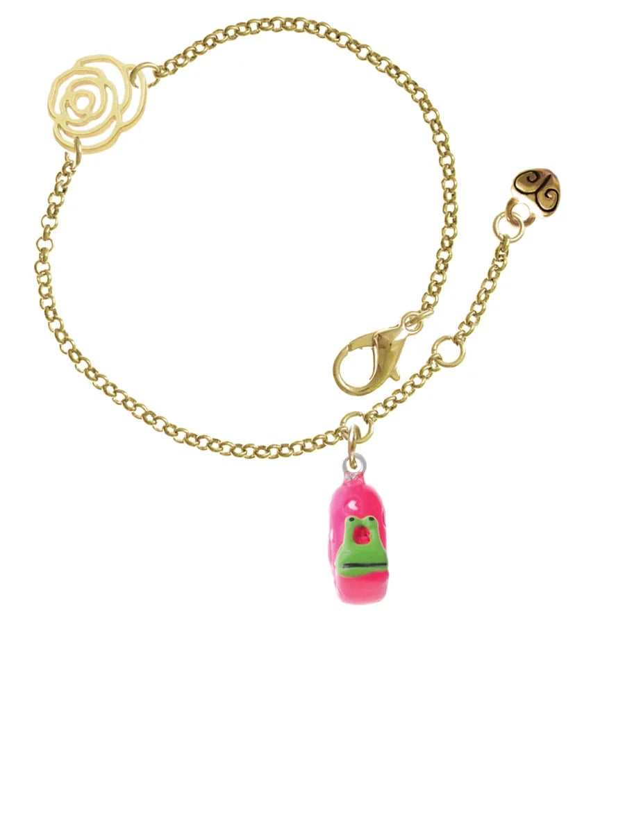 Delight Jewelry Resin Hot Pink Love Snail Gold-tone Rose Link Chain Bracelet, 6.25"+1.75" Extender