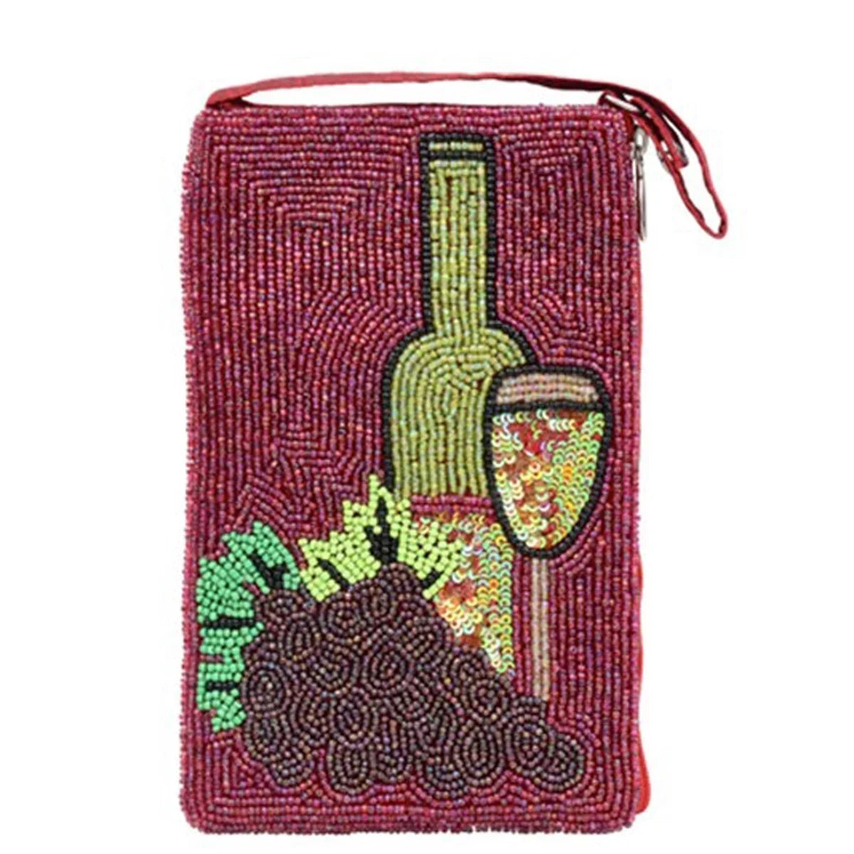 Red Wine Lovers Club Bag Beaded Phone Crossbody, Merlot