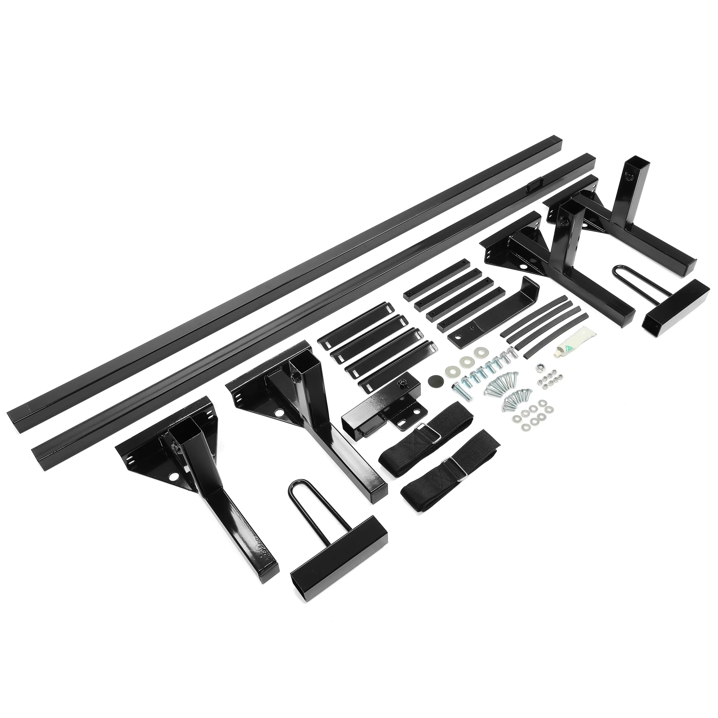 Kojem Universal 2 Bars Roof Rack Mount Full-Size Vans for Chevy Express Ford E-Series GMC Savana 68"-75" Adjustable Steel Rack Carry Ladders