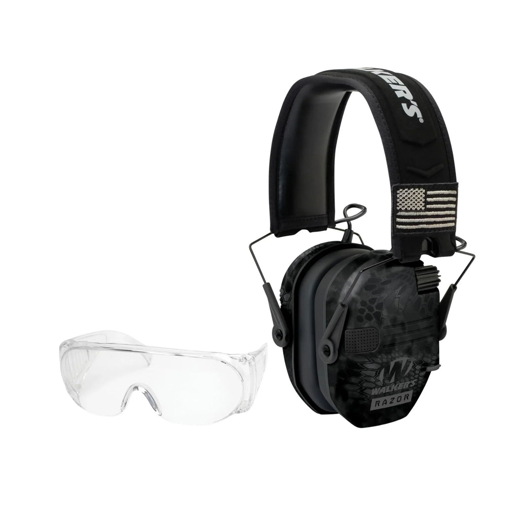 Walker's Razor Slim Shooting Muffs Kit Patriot Series (Kryptek Camo) w/Glasses
