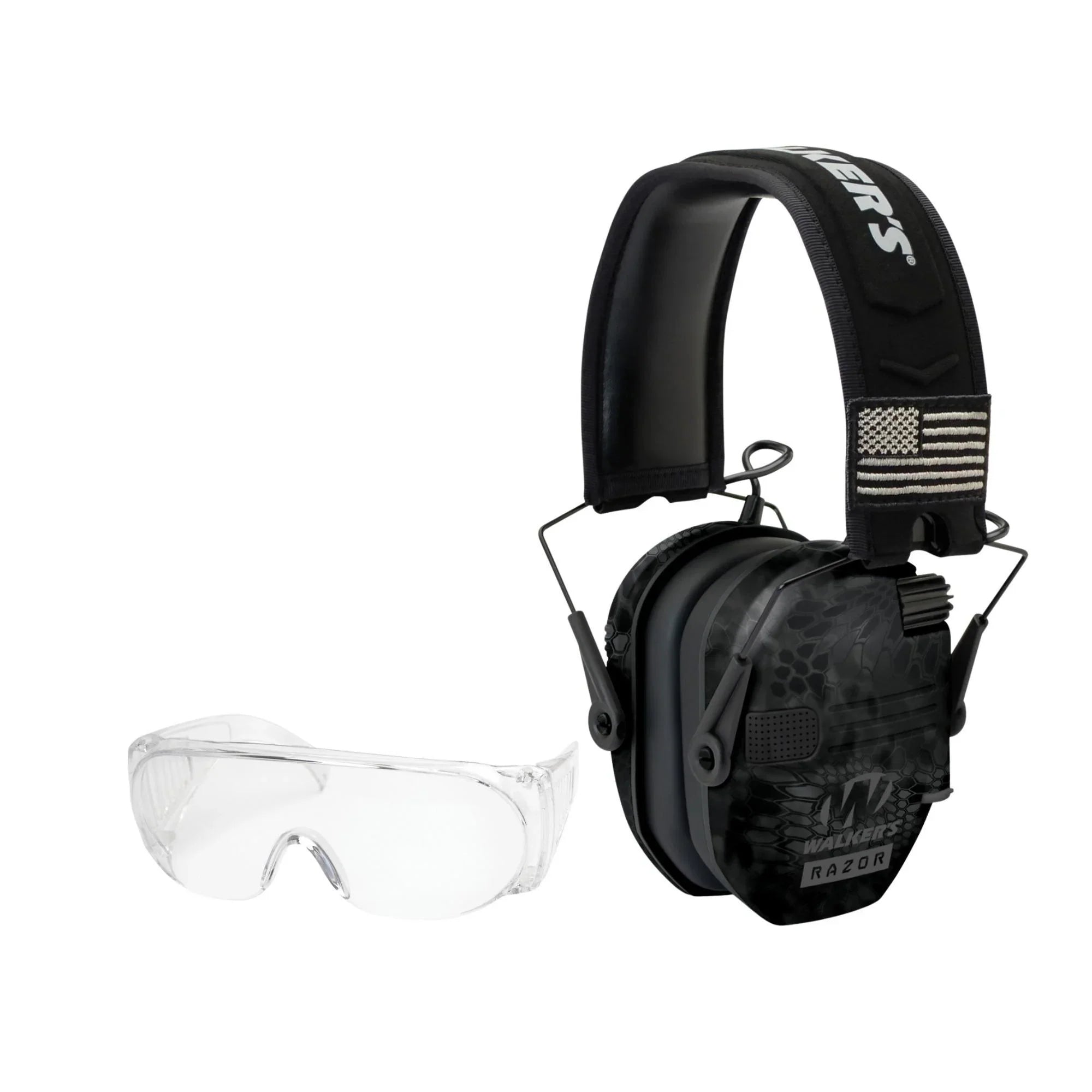 Walker's Razor Slim Shooting Muffs Kit Patriot Series (Kryptek Camo) w/Glasses