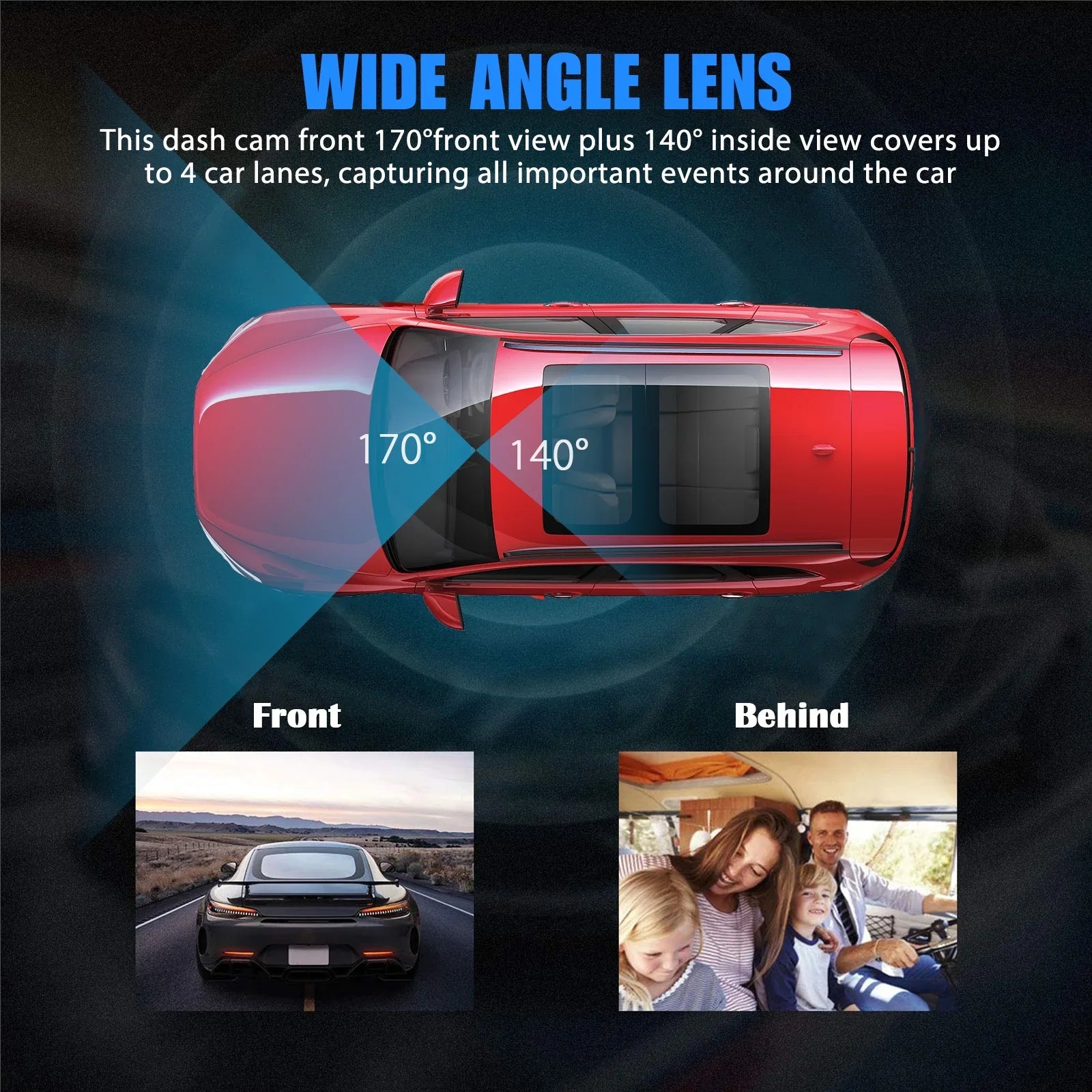 Dual Dash Cam Car Camera, TSV 1080P Front Cabin Inside Dash Camera with IR Night Vision, Loop Recording Car Cam Driving Recorder, 24H Parking Mode, G-Sensor