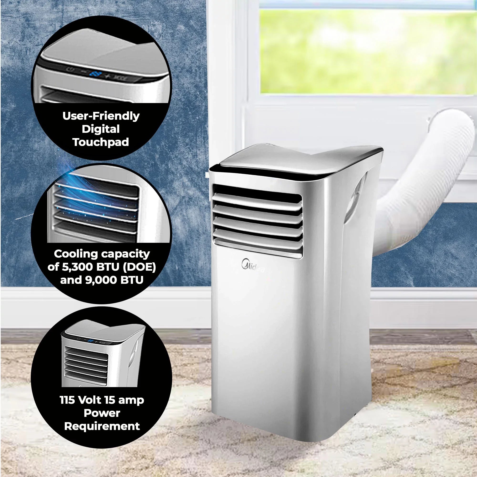 HomePointe S2 Series 5,000 BTU Portable Air Conditioner Cooling Fan Unit